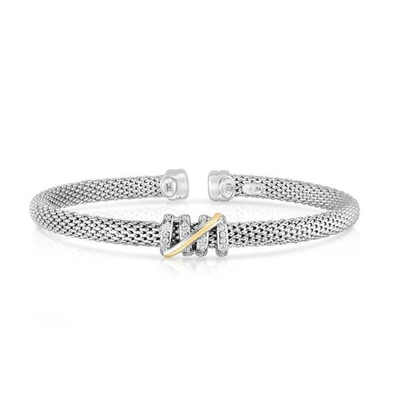 Brand New Phillip Gavriel DIAMOND TALLY CUFF BRACELET IN STERLING SILVER & 18K - Picture 1 of 11